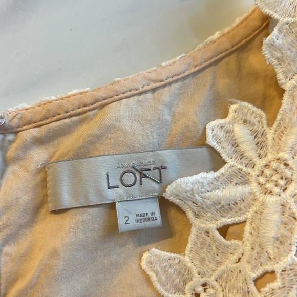 LOFT Cream Floral Lace Mini Dress - Picture 2 of 3